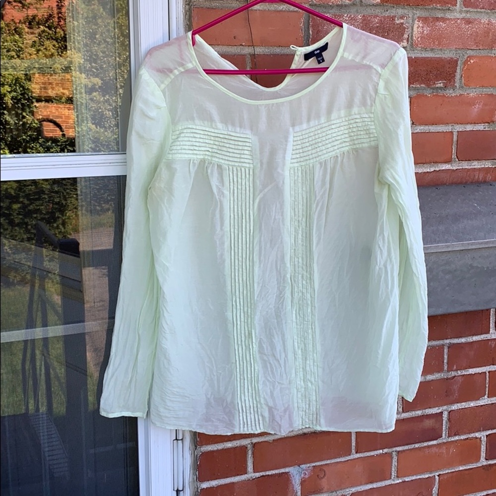 Sheer long sleeve bright green top
